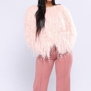 Pink fuzzy sweater